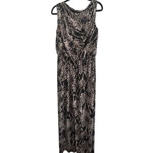 Vince Camuto Sleeveless Wide Leg Jumpsuit Snake Print Cowl Neck Size M
